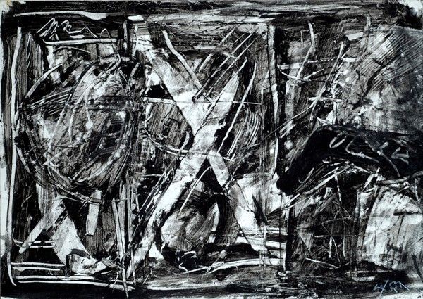 Emilio Vedova : Senza titolo  (1992)  - Tecnica mista su carta riportata su tela - Asta Autori dell'800-900, Arte Moderna e Contemporanea, Grafica ed Edizioni - Galleria Pananti Casa d'Aste
