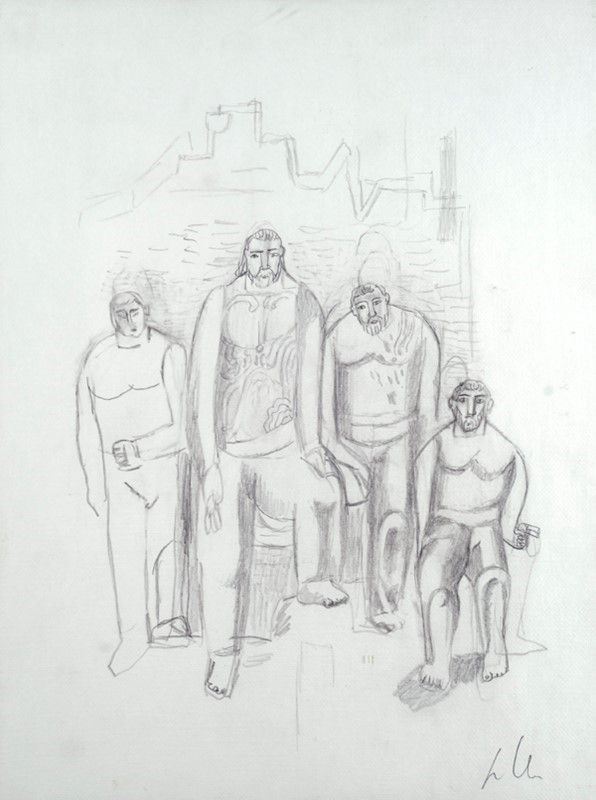 Sandro Chia : Senza titolo  - Matita su carta riportata su tela - Asta Autori dell'800-900, Arte Moderna e Contemporanea, Grafica ed Edizioni - Galleria Pananti Casa d'Aste