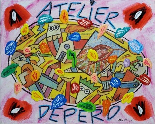 Bruno Donzelli : Atelier Depero  - Acrilico su tela - Asta Autori dell'800-900, Arte Moderna e Contemporanea, Grafica ed Edizioni - Galleria Pananti Casa d'Aste