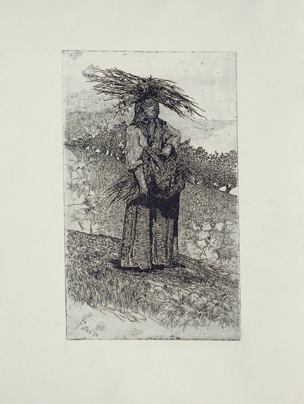 Giovanni Fattori : Boscaiola  - Asta Autori dell'800-900, Arte Moderna e Contemporanea, Grafica ed Edizioni - Galleria Pananti Casa d'Aste