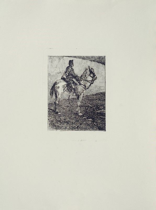 Giovanni Fattori : Artigliere a cavallo  - Acquaforte su zinco - Asta Autori dell'800-900, Arte Moderna e Contemporanea, Grafica ed Edizioni - Galleria Pananti Casa d'Aste
