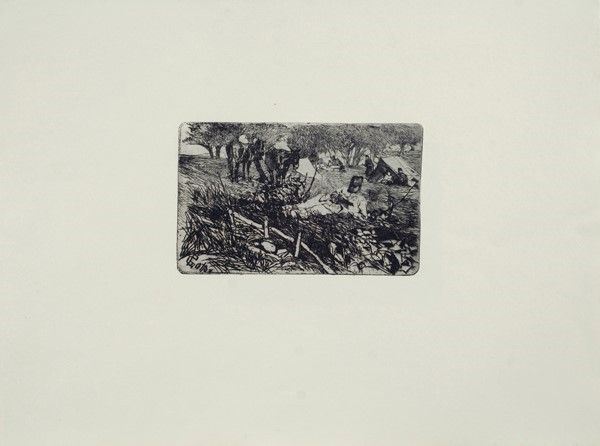Giovanni Fattori : La lettera al campo  - Acquaforte su zinco - Auction Autori dell'800-900, Arte Moderna e Contemporanea, Grafica ed Edizioni - Galleria Pananti Casa d'Aste