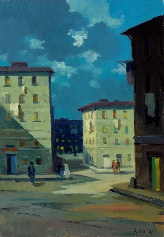 Renato Natali : Casa Mascagni a Livorno  - Olio su tavola - Auction Autori dell'800-900, Arte Moderna e Contemporanea, Grafica ed Edizioni - Galleria Pananti Casa d'Aste