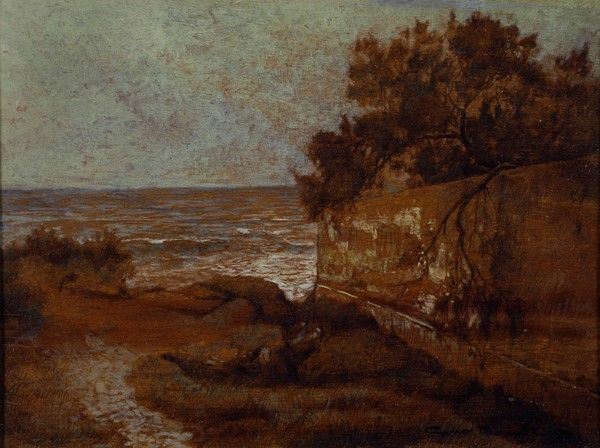 Gino Romiti : Marina  (1939)  - Tecnica mista su tavole - Asta Autori dell'800-900, Arte Moderna e Contemporanea, Grafica ed Edizioni - Galleria Pananti Casa d'Aste
