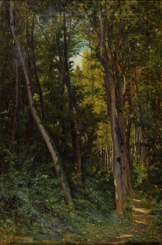 Francesco Gioli : Bosco  - Olio su tela - Asta Autori dell'800-900, Arte Moderna e Contemporanea, Grafica ed Edizioni - Galleria Pananti Casa d'Aste