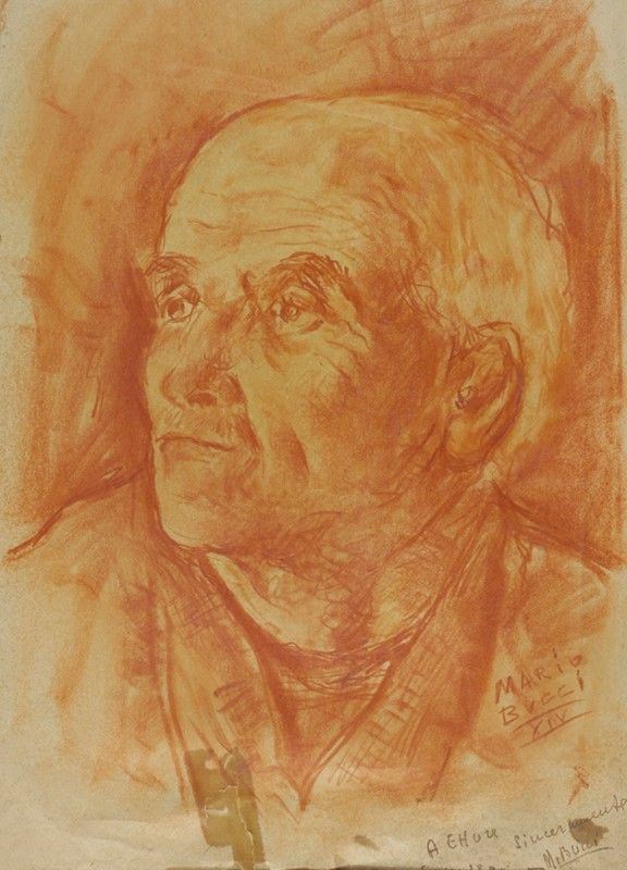 Mario Bucci : Ritratto  (1936)  - Sanguigna su carta - Asta Autori dell'800-900, Arte Moderna e Contemporanea, Grafica ed Edizioni - Galleria Pananti Casa d'Aste