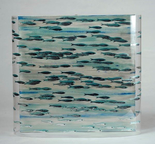 Barbara Pecorari : Acquarius sardines XXV  (2012)  - Acrilico su tela e plexiglass - Auction Autori dell'800-900, Arte Moderna e Contemporanea, Grafica ed Edizioni - Galleria Pananti Casa d'Aste