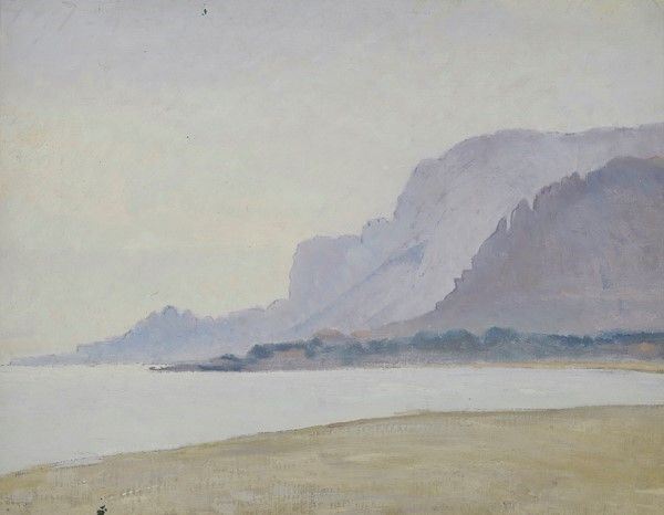 Valentino Ghiglia : Marina  (1952)  - Olio su cartone telato - Asta Autori dell'800-900, Grafica ed Edizioni - I - Galleria Pananti Casa d'Aste