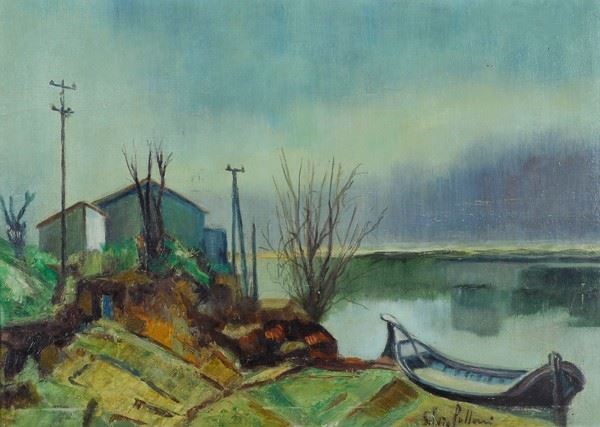 Silvio Polloni : Paesaggio  (1968)  - Olio su tela - Asta AUTORI DEL XIX E XX SEC - Galleria Pananti Casa d'Aste