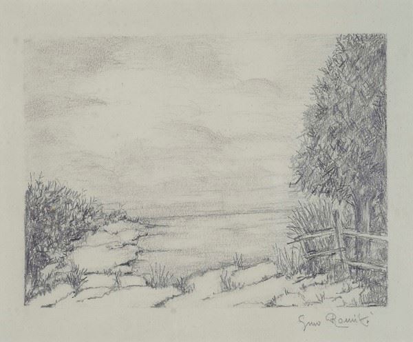 Gino Romiti : Marina  - Matita su carta - Auction STORART: Dipinti, oggetti, arredi dal XVII al XX sec. - II - Galleria Pananti Casa d'Aste