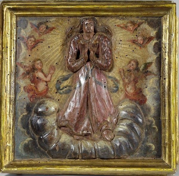 Scuola Italia Meridionale, XVII sec. - Vergine in  con Angeli