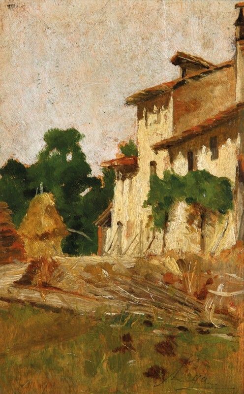 Silvestro Lega - Casa colonica con pagliaio (Cascinale)