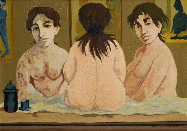 Marcello Boccacci : Tre nudi toscani  (1948)  - Encausto su cartone - Auction ASTA A TEMPO - Autori dell'800-900, Moderni e Contemporanei, Grafica ed Edizioni - I - Galleria Pananti Casa d'Aste