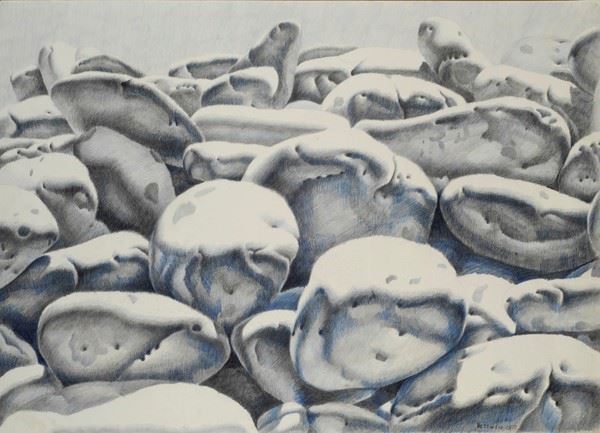 Pasquale Verrusio : Sassi  (1979)  - Matite su carta - Auction Arte Moderna e Contemporanea, Grafica ed Edizioni - Galleria Pananti Casa d'Aste