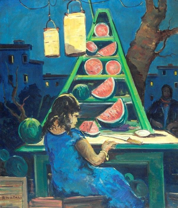 Renato Natali : La cocomeraia  - Olio su tela - Asta Autori dell'800-900, Moderni e Contemporanei, Grafica ed Edizioni - I - Galleria Pananti Casa d'Aste