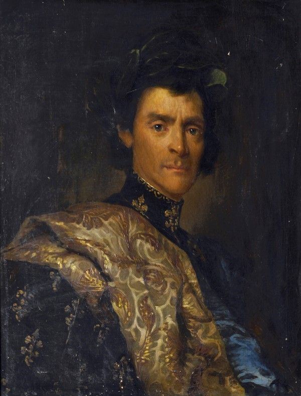 Scuola Francese, XIX Sec. - Ritratto di Uomo con Corona D'alloro