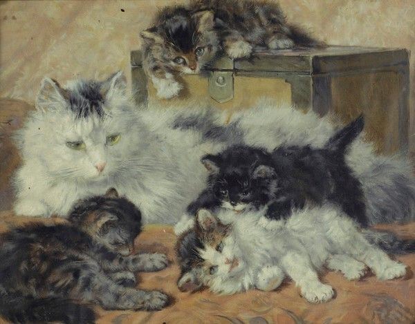 Anonimo, XX sec. : Gattini  - Pastelli su carta - Auction Opere scelte dell'ottocento italiano da collezioni private - I - Galleria Pananti Casa d'Aste