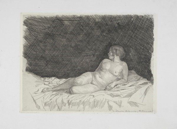 Carlo Alberto Petrucci : Nudo disteso  - Acquaforte - Asta Autori dell'800-900, Moderni e Contemporanei, Grafica ed Edizioni - I - Galleria Pananti Casa d'Aste