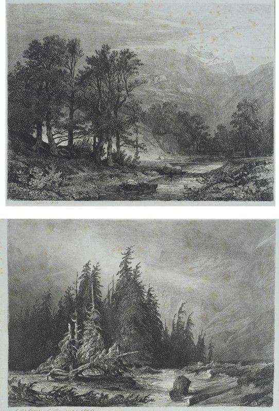 Alexandre Calame - Due paesaggi fluviali