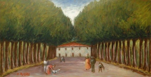 Ottone Rosai : Paesaggio  (1952)  - Olio su tavola - Asta Arte Moderna e Contemporanea, Grafica ed Edizioni - Galleria Pananti Casa d'Aste