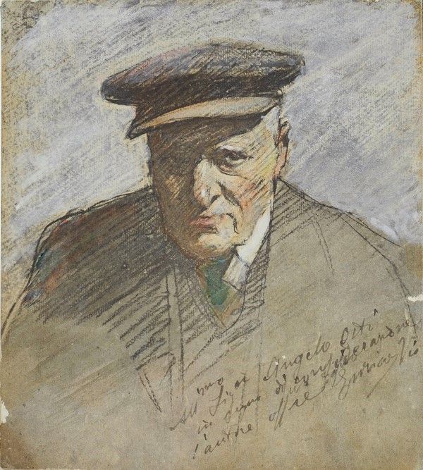Enrico Vio : Ritratto di uomo  - Tecnica mista su carta - Auction Autori dell'800-900, Moderni e Contemporanei, Grafica ed Edizioni - I - Galleria Pananti Casa d'Aste