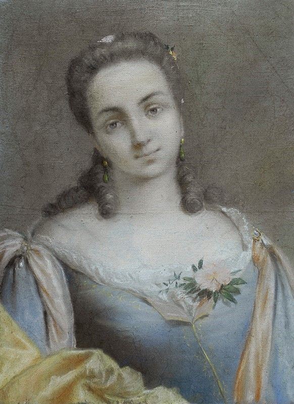 Scuola Veneta, fine XVIII sec. : Ritratto femminile  - Pastello su carta riportata su tela - Asta Opere scelte dell'ottocento italiano da collezioni private - I - Galleria Pananti Casa d'Aste