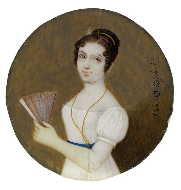 Terenzio Consoli : Busto di dama  (1824)  - Tempera su osso - Asta Grafica ed Edizioni - III - Galleria Pananti Casa d'Aste