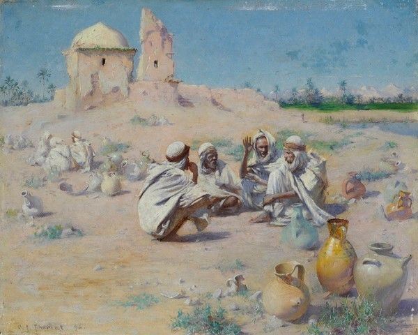 Charles James Theriat : Riposo algerino  (1895)  - Olio su tavola - Asta Opere scelte dell'ottocento italiano da collezioni private - I - Galleria Pananti Casa d'Aste