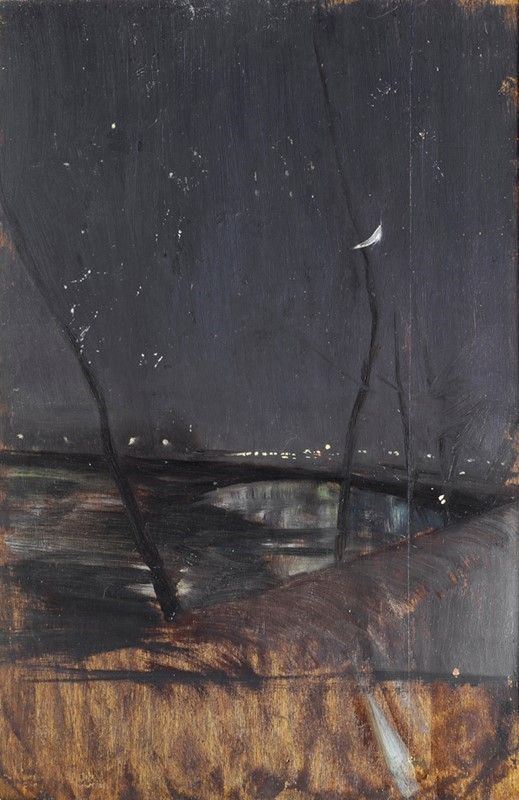 Giovanni Boldini : Notturno sulla Senna  ((1891))  - Olio su tavola, - Asta Opere scelte dell'ottocento italiano da collezioni private - I - Galleria Pananti Casa d'Aste