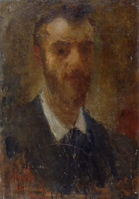 Pietro Adamo Rimoldi : Portrait of a man  (1916)  - Oil on the table - Auction AUTHORS OF XIX AND XX CENTURY - Galleria Pananti Casa d'Aste