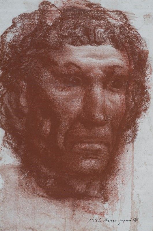 Pietro Annigoni : Volto  - Sanguigna su carta - Auction Autori dell'800-900, Arte moderna e contemporanea - I - Galleria Pananti Casa d'Aste