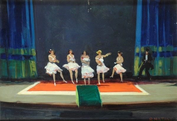 Renato Natali : Balletto  - Olio su compensato - Auction Autori dell'800-900, Moderni e Contemporanei, Grafica ed Edizioni - I - Galleria Pananti Casa d'Aste