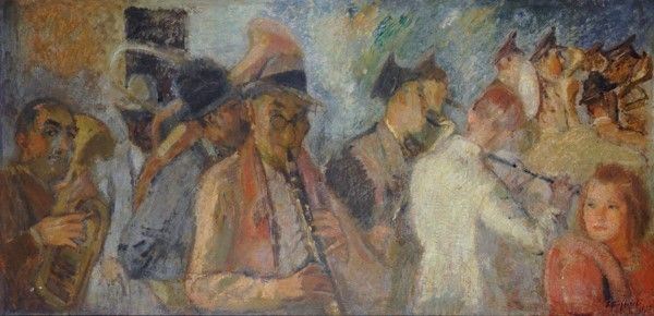 Arturo Checchi : Suonatori  (1937)  - Olio su tela - Auction Autori dell'800-900, Moderni e Contemporanei, Grafica ed Edizioni - Galleria Pananti Casa d'Aste