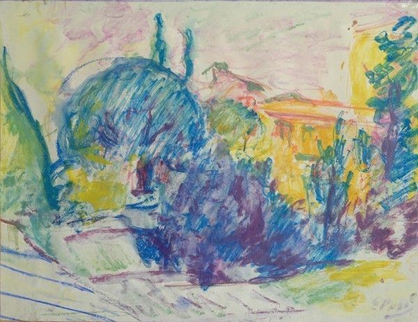 Ennio Pozzi : Paesaggio  - Pastelli su carta - Asta Autori dell'800-900, Moderni e Contemporanei, Grafica ed Edizioni - I - Galleria Pananti Casa d'Aste