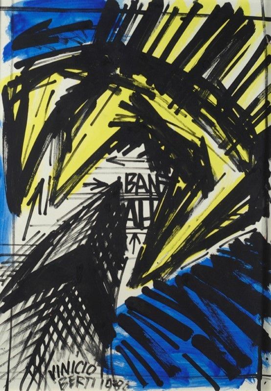 Vinicio Berti : Senza titolo  (1986)  - Acrilico su cartone - Asta Autori dell'800-900, Moderni e Contemporanei, Grafica ed Edizioni - I - Galleria Pananti Casa d'Aste