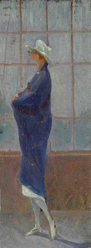 Anonimo, XX sec. : Figura  - Olio su tavola - Auction Autori dell'800-900, Moderni e Contemporanei, Grafica ed Edizioni - I - Galleria Pananti Casa d'Aste