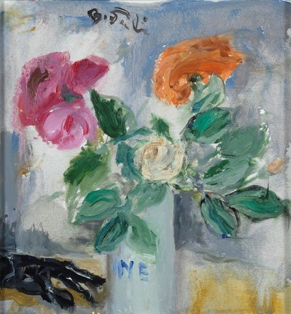 Bruno Paoli : Le prime rose  (2002)  - Olio su tavola - Asta Autori dell'800-900, Moderni e Contemporanei, Grafica ed Edizioni - I - Galleria Pananti Casa d'Aste