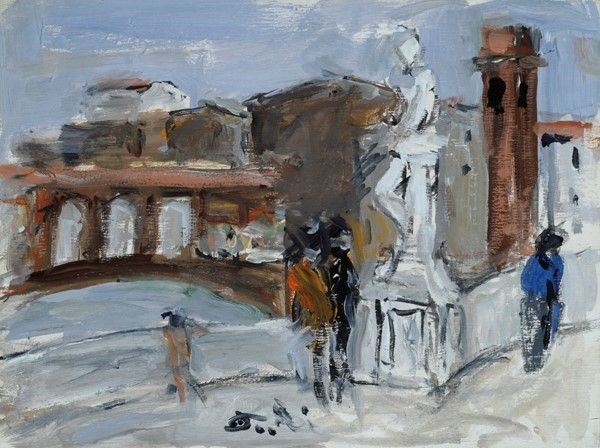 Bruno Paoli : Muri sull'Arno  - Olio su tavola - Asta Autori dell'800-900, Moderni e Contemporanei, Grafica ed Edizioni - I - Galleria Pananti Casa d'Aste
