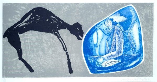 Mimmo Paladino : Senza Titolo II  (1982)  - Litografia e Acquaforte a 3 colori - Asta Arte Moderna e Contemporanea, Grafica ed Edizioni - Galleria Pananti Casa d'Aste