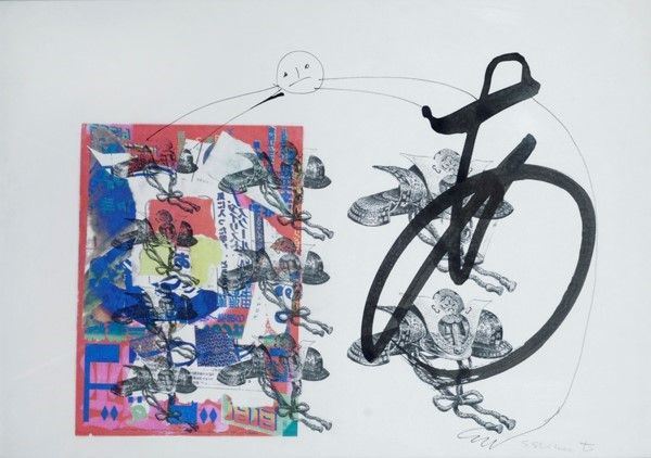 Shozo Shimamoto : Senza titolo  (1973)  - Tecnica mista su carta - Asta Arte Moderna e Contemporanea, Grafica ed Edizioni - Galleria Pananti Casa d'Aste