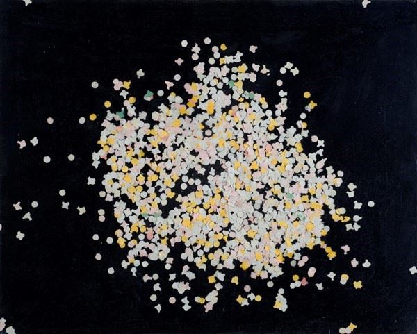 Tano Festa : Coriandoli  (1985)  - Tecnica mista su tela - Asta Arte Moderna e Contemporanea, Grafica ed Edizioni - Galleria Pananti Casa d'Aste