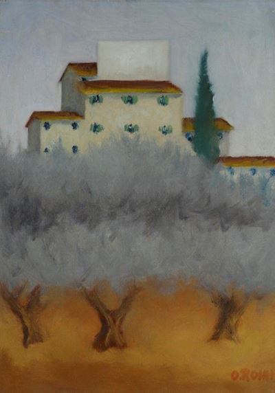 Paesaggio con Alberi e Case