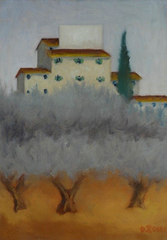 Ottone Rosai - Paesaggio con Alberi e Case
