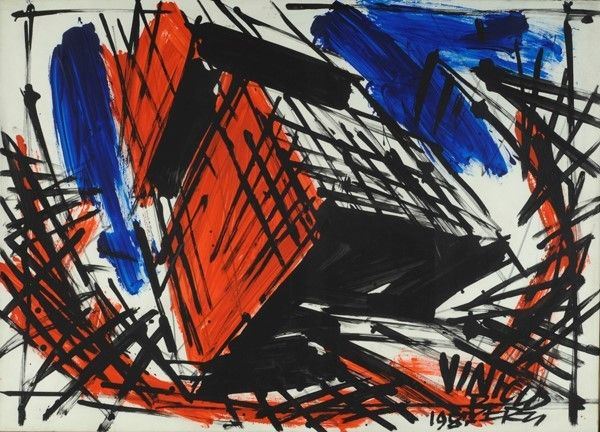 Vinicio Berti : Senza titolo  (1987)  - Acrilico su cartone riportato su tela - Auction Autori dell'800-900, Moderni e Contemporanei, Grafica ed Edizioni - I - Galleria Pananti Casa d'Aste