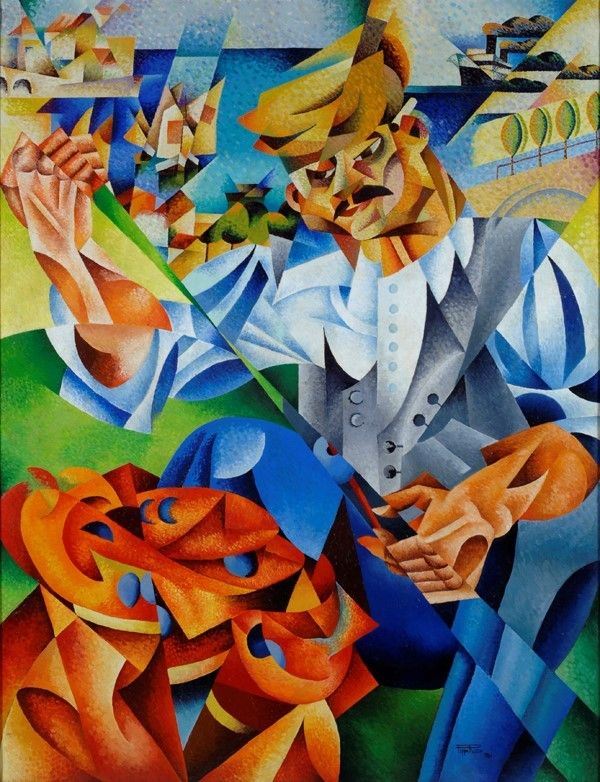 Pippo Rizzo : Pescatore  (1921)  - Olio su tela - Asta Arte Moderna e Contemporanea, Grafica ed Edizioni - Galleria Pananti Casa d'Aste