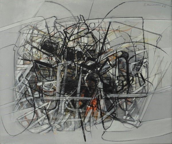 Edoardo Franceschini : Composizione  (1962)  - Olio su tela - Asta Arte Moderna e Contemporanea, Grafica ed Edizioni - Galleria Pananti Casa d'Aste