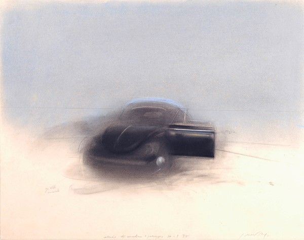 Piero Guccione : Macchina e paesaggio  (1977)  - Pastello su carta - Auction Arte Moderna e Contemporanea, Grafica ed Edizioni - Galleria Pananti Casa d'Aste
