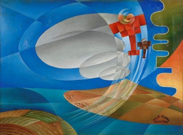 Giulio D'Anna : Volo sul vulcano  ((1929))  - Olio su tela - Asta Arte Moderna e Contemporanea, Grafica ed Edizioni - Galleria Pananti Casa d'Aste