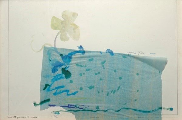 Giosetta Fioroni : Primo fiore  (1974)  - Collage e acquarello su carta. - Asta Arte Moderna e Contemporanea, Grafica ed Edizioni - Galleria Pananti Casa d'Aste