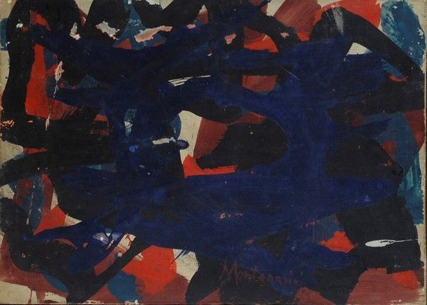 Luigi Montanarini : Senza titolo  (1962)  - Tempera su carta riportata su tela - Auction ASTA A TEMPO - Autori dell'800-900, Moderni e Contemporanei, Grafica ed Edizioni - I - Galleria Pananti Casa d'Aste